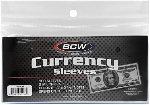 BCW валута јасни ракави за редовни сметки, дебелина од 2 милји, 6-1/4 x 2-5/8
