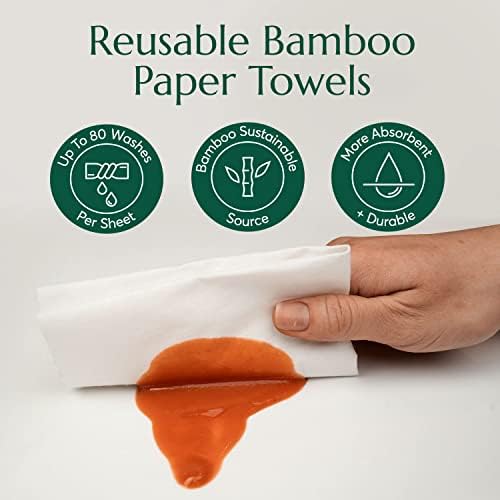 CleanOmic - Супер бамбус хартиени крпи - бамбус влакна Непочитувани крпи, крпи за хартии од кујна за брзо апсорбирање, издржливи и еднократно