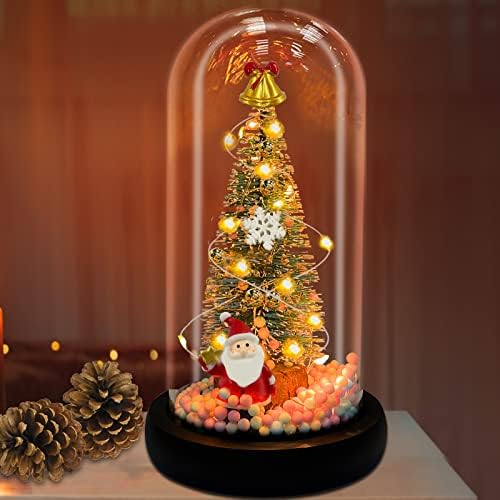 Турнмеон предводена елка во стаклена купола со Дедо Мраз, снежно шише четка за четка за новогодишни украси за новогодишни елки за дома