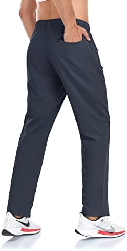 Раповско машко вежбање атлетски панталони за пешачење за голф со џебови со патенти Еластична половината, лесна панталони за мажи за мажи