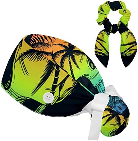 Прилагодливо работно капаче со копче, палма на плажа со заштитна капа на череп со ласкава коса