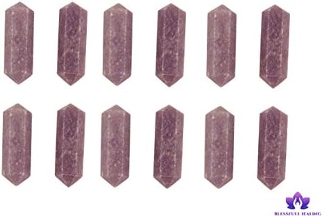 Блесниот лековит скапоцен камен Темен лепидолит Реики Чакра полиран 6 фацетирана кварц стапче за балансирање на енергијата Медитација