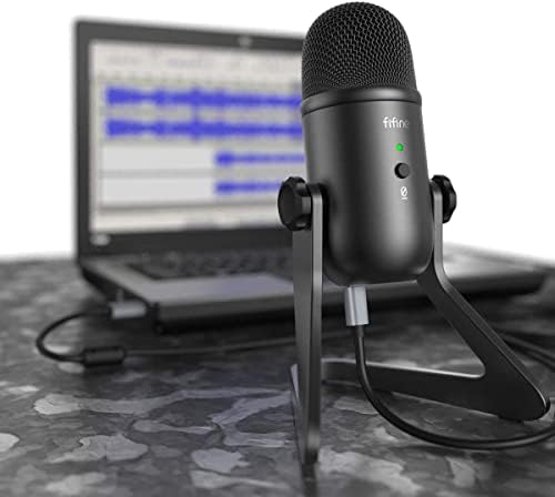 FIFINE Лаптоп Микрофон И Компјутер Игри Слушалки, USB Подкаст Микрофон, Жични Слушалки со 7.1 Опкружувачки Звук EQ Режим, RGB