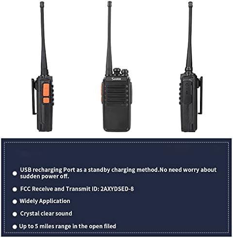 Седон Воки зборува долг дострел за возрасни 4 пакувања WALKIE Talkie Дво -пат радија со слушалки