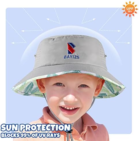 Bayizs Toddler Sun Hat, блокови 99% од УВ зраците, Детска сонце капа со моден принт, бебешка капа за сонце, најважни работи