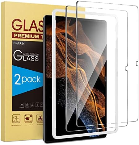 Спарин [2 пакет] Темпрерирано стакло за Samsung Galaxy Tab S8 Ultra Screen Protector 5G 14,6 инчи 2022, алатка за усогласување/пријателски за