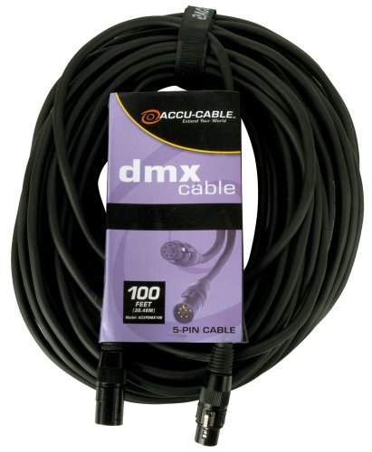 Adj Производи AC5PDMX100 100 стапала, 5 пински DMX кабел, црна и Accu кабел AC5PDMX50 DMX Сцена светлосен кабел, 5 пински машки до 5 пински