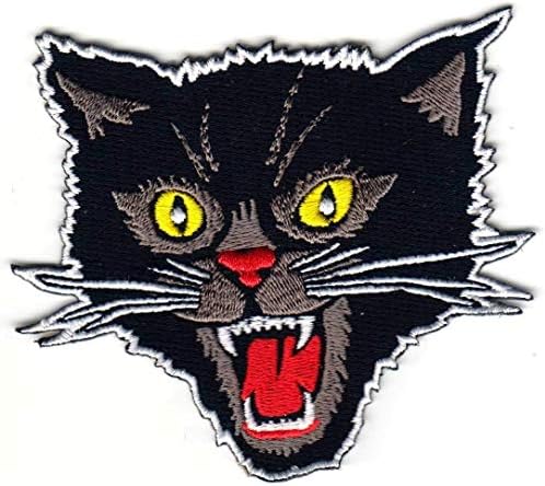 Patchclub црна мачка лепенка железо на/шијте - врескање рокабили мачка панк -панк закрпи за јакна, елек, фармерки, ранец