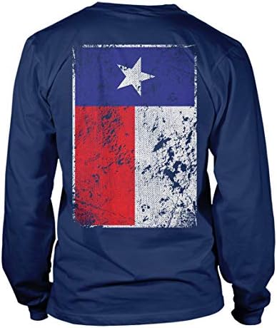 TCCOBO потресено знаме на Тексас - кошула со долги ракави со долги ракави во САД, Осамен Starвезда