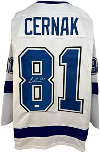 Ерик Цернак автограмираше потпишан Jerseyерси НХЛ Тампа Беј Молња JSA COA