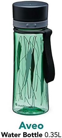 Aladdin Aveo Leakproof Preprofof Water Shotter 0.35L босилек зелена лисја печатење - широк отвор за лесно полнење - без BPA - Едноставно