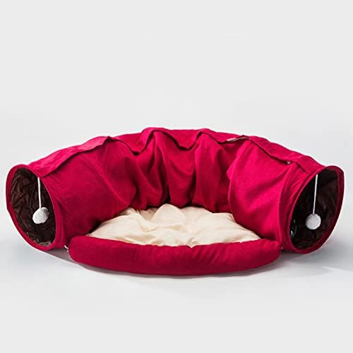 Дојди кревет за мачки тунел со мат, појава на склоплива цевка со топка за гребење, интерактивна играчка, врвна дупка скривачка куќа