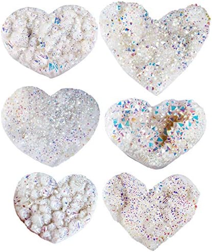 Пакет Mukaitedecor - 2 артикли: Природен церестит минерален кристал геодејски примерок од камен и титаниум обложена природна карпа кварц во форма на срцев кластер геоде з