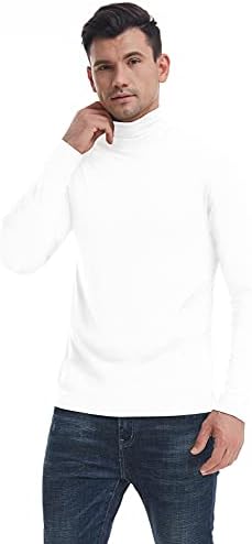 HTB машки 1-2 пакувања со долги ракави маички големи и високи тенок фит памук пуловер базен слој врвови