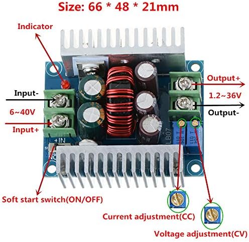 AnmBest Constant CC CC CV Buck Converter Module DC 6-40V до 1.2-36V 20A 300W прилагодлив чекор надолу модул за напојување на регулаторот на