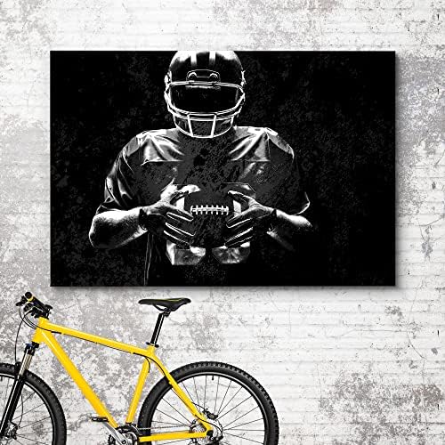 Wall26 платно печатење wallидна уметност црна бела сенка фудбалер портрет спортски и фитнес спортисти Фотографија реализам момче