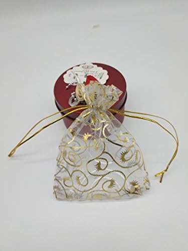 Анкирол 100 парчиња трепки органза свадбени торби за свадба торби луксузен накит за бонбони картички за картички со торбички со златна