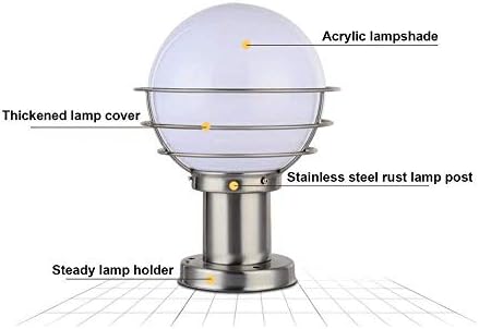 Gjcqzq патеки светла креативна сферична модерна колумна глава ламба IP45 водоотпорен отворен светлосниот пејзаж улична ламба не'рѓосувачки