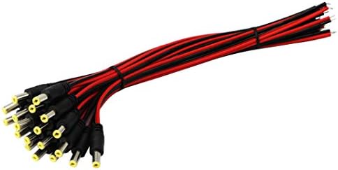 ZdycgTime 25cm DC Power Pigtail Cable, 12V 1-3A DC 5,5 mm x 2,1 mm машки конектори AWG за системски систем за безбедност на камера за