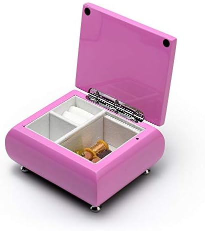 Симпатична висока сјај 18 белешка розова музичка кутија за накит девојки зачувување - многу песни што треба да се изберат -