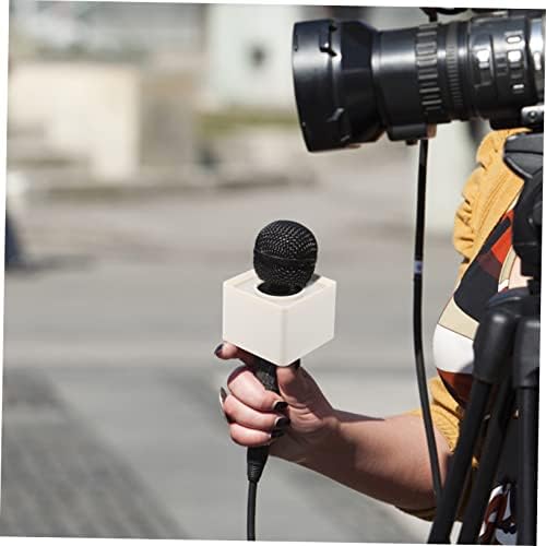 Лого на микрофон тофику, бел микрофон квадрат, 1 сет микрофон кутија студио микрофон интервју микрофон знаме коцка микрофонско знаме станица микрофон