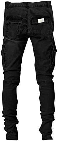 Карго панталони мажи, машки џебни моливчиња фармерки слаби обични хип -хоп тексас панталони аголни карго панталони џогери