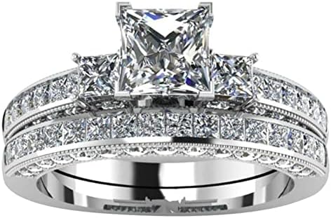 Три камени принцези исекоа прстени за ангажман во цирконија за жени сребрена свадба годишнина ветувачки прстен за невестински сет
