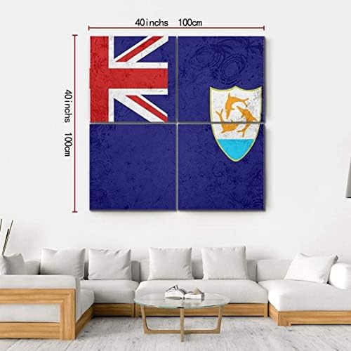Ерго плус знаме на anguilla wallидна уметност Зачудувачка истегната сликарство подготвено да се обеси за домашен декор - совршен за дневна