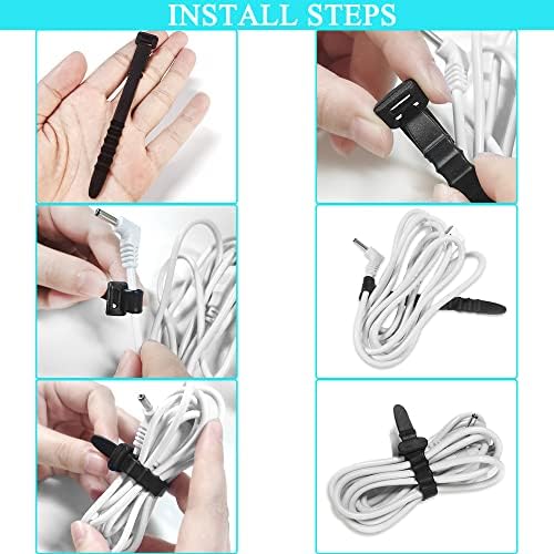 Aifuda 30 парчиња прилагодливи кабелски врски за еднократно користење на 4,4 инчи еластични силиконски поштенски врски и држачи за лепило