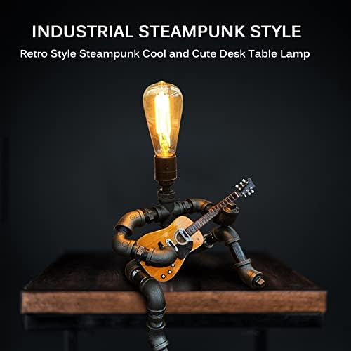 QLJYT, ламба за табела за водни цевки, ретро атмосфера LED ноќна светлина, креативна железна цевка гитара Дома деко Индустриска ламба, 30cm18cm18cm