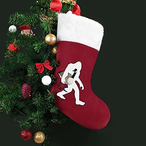 Бигфут Носејќи Канадски Божиќни Чорапи Од Гуска Бели Супер Меки Кадифен Моден Божиќен Декор Божиќни Чорапи