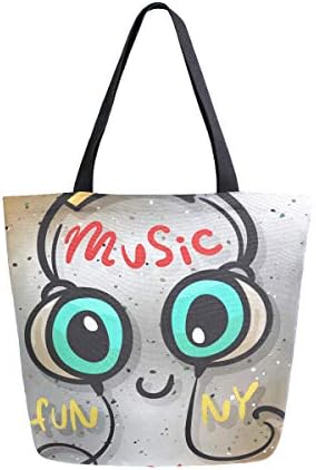 Алаза цртан филм смешна музика октопод платно торба торба врвна рачка чанти големи количини чанти за еднократно памучно рамо за