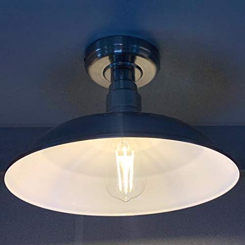 Maxxima 12 in. LED полу-Flush Mount Farmhouse Light Light, 800 лумени, 2700K топла бела, вклучена ST19 Edison Bulb