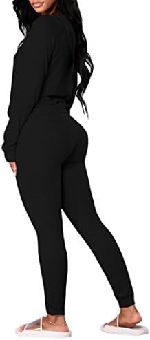 Fuphineенска женска вратоврска боја џогер облека со џогир со џокери со џогирање 2 парчиња со долги ракави со аспиратор и панталони