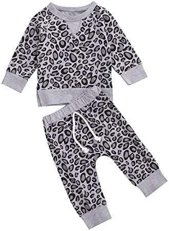 3 парчиња дете дете момче есен зимски облека со долги ракави букви дуксери на врвни+панталони со леопард+сет на облеки на глава