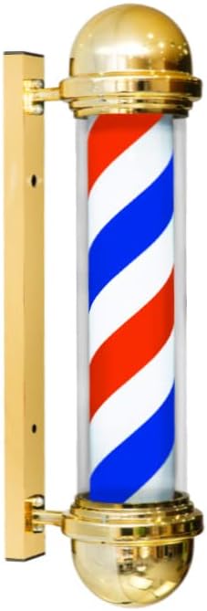 McNuss 25,5 Barber Pole LED светлина, класичен стил на коса салон Барбер продавница Отворен знак, IP54 водоотпорен, вртење црвено бело сино лента