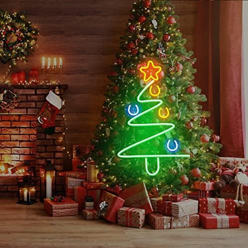 Bioiwgy Neon Sign Chirnle LED знак за Божиќни украси на Божиќ, неонски светла Неонски знаци Декор за спална соба, дневна соба, балкон, двор, забава, Божиќни подароци Неон светлосн