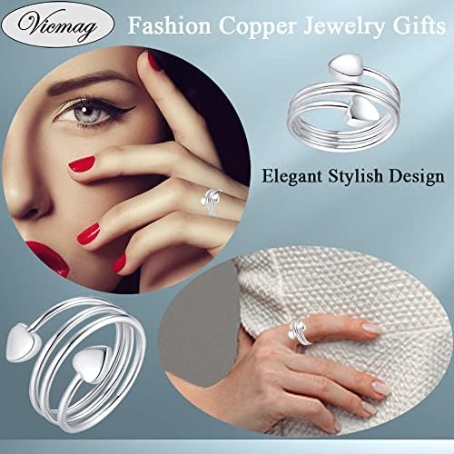 Викмаг 4 парчиња бакар прстен за жени, магнетски прстен дами прсти палец 99,9% цврст чист бакарен накит подарок за сопруга