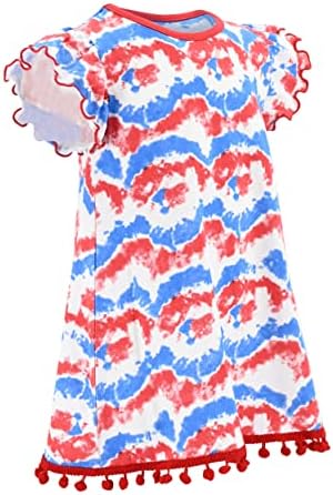 Уникатно бебе девојки Патриотска вратоврска боја на 4 јули фустан од раб