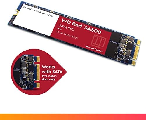Западен Дигитален 1TB WD Црвен SA500 NAS 3d Nand Внатрешен SSD-SATA III 6 Gb/s, M. 2 2280, До 560 MB/s-WDS100T1R0B