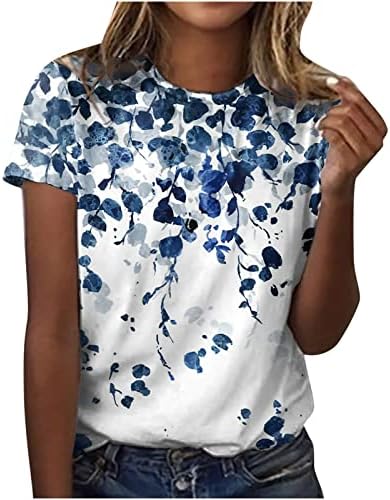 Краток Ракав 2023 Облека Екипажот Вратот Памук Цветни Графички Бранч Блуза Кошула За Жени Fall Лето МАИЦА НАИЗМЕНИЧНА СТРУЈА