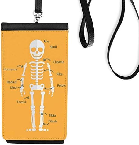 Цртан филм човечка коска илустрација Телефонска чанта чанта што виси мобилна торбичка црн џеб