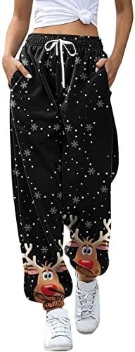 Wocachi Божиќни женски џемпери со џемпери на дното на Божиќ, графички карирани крпеници со високи половини, спортови со џогер панталони