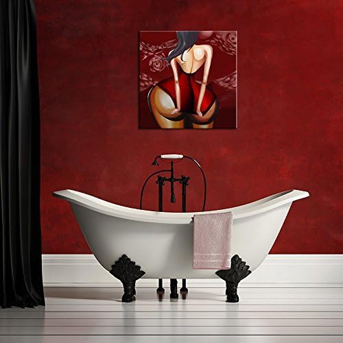Сечари - Секси жена сликарство печатење на платно девојче во црвен фустан wallидна уметност модерна бања за декорација на спална