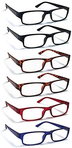 6 пакувања за читање очила со засилување на очилата, традиционални рамки во разновидни бои, за мажи и жени, со натоварени шарки на пролет