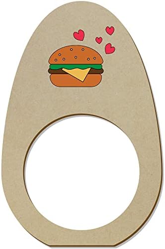 Азиеда 5 x 'Бургер и срца' дрвени прстени/држачи за салфета
