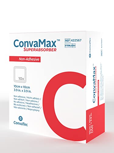 Convamax Superabsorber Не-лепете го облекувањето 4 x4 меко апсорбирачки рани со високо задржување на течности, 422567, кутија од 10