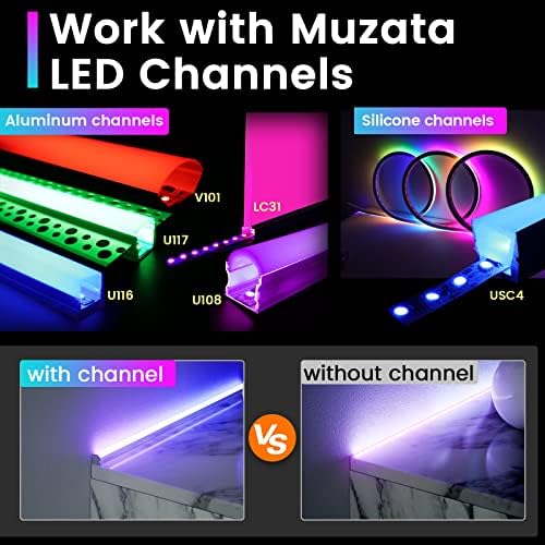 Muzata 16.4ft 3535 LED ленти светла DC12V адресирана боја на бојата што се менува со висок интензитет 96LEDS/M AC1L и 10pack 3,3ft/1M