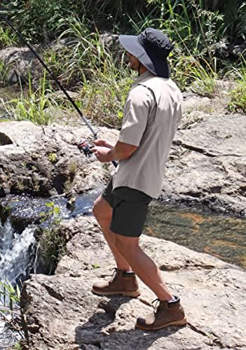 Машки риболов кошули со џебови од патент up 50+ лесни ладни копче за кратки ракави надолу кошули за мажи случајно пешачење