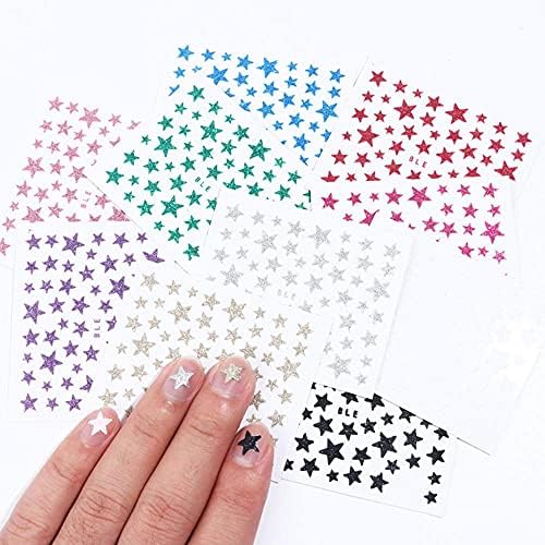 10 листови Starвездени нокти налепници за налепници за налепници на ноктите за налепници 3Д само-лекари налепници за нокти на ноктите